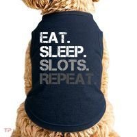 Eat Sleep Slots Repeat - Funny Slot Machine Gambling Doggie Tank thumb 0