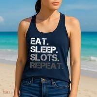 Eat Sleep Slots Repeat - Funny Slot Machine Gambling Women's Tank Top thumb 2