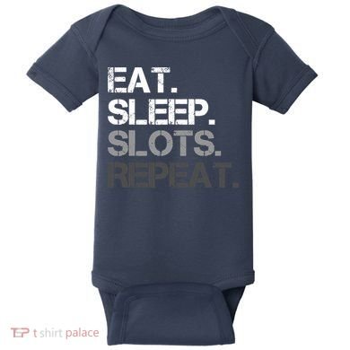 Eat Sleep Slots Repeat - Funny Slot Machine Gambling Baby Bodysuit