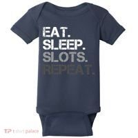 Eat Sleep Slots Repeat - Funny Slot Machine Gambling Baby Bodysuit thumb 0