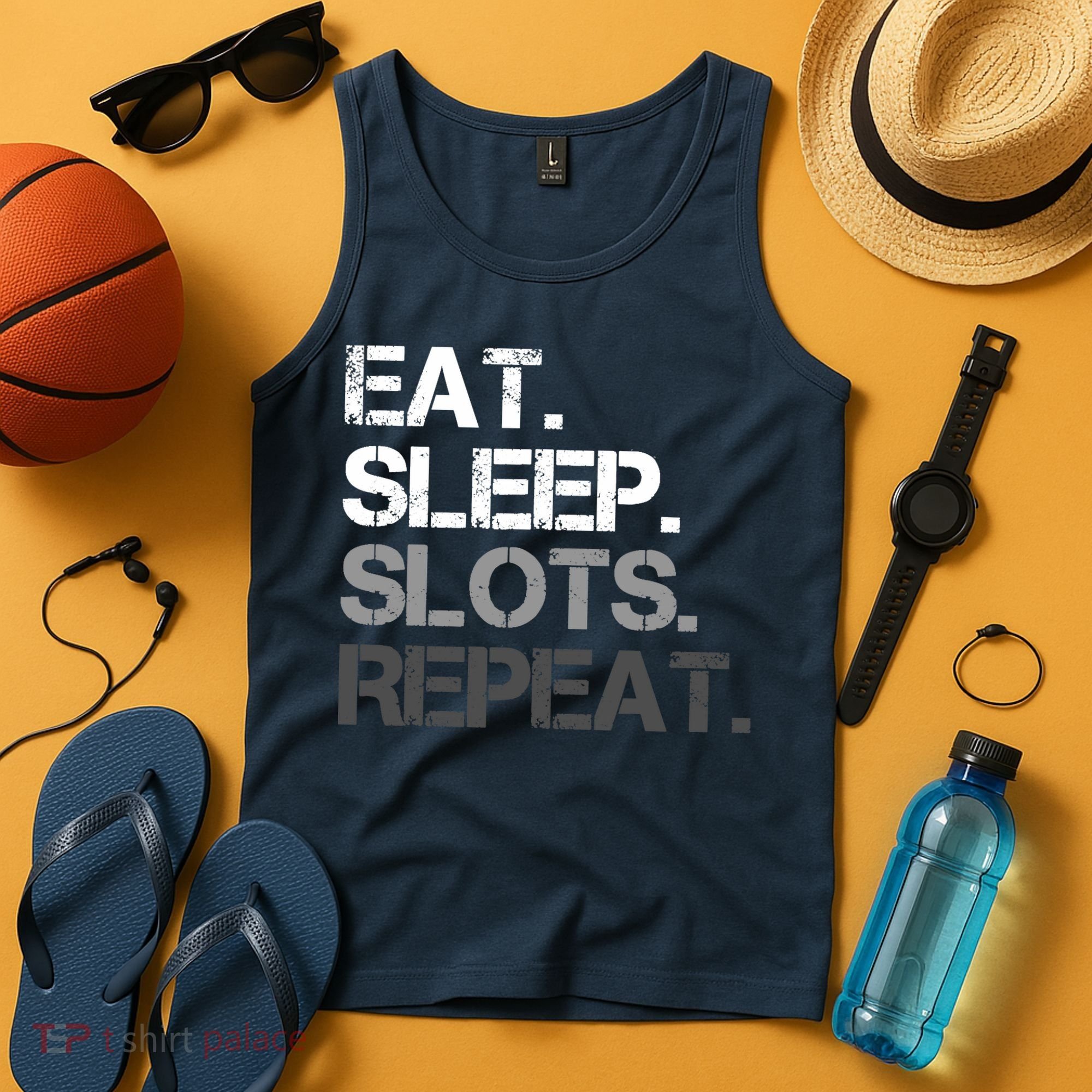 Eat Sleep Slots Repeat - Funny Slot Machine Gambling Tank Top