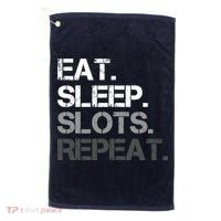 Eat Sleep Slots Repeat - Funny Slot Machine Gambling Golf Towel thumb 0
