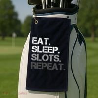 Eat Sleep Slots Repeat - Funny Slot Machine Gambling Golf Towel thumb 2