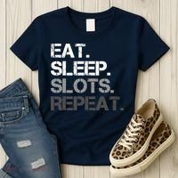 Eat Sleep Slots Repeat - Funny Slot Machine Gambling Women's T-Shirt thumb 3