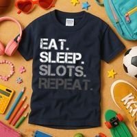 Eat Sleep Slots Repeat - Funny Slot Machine Gambling Kids T-Shirt thumb 3