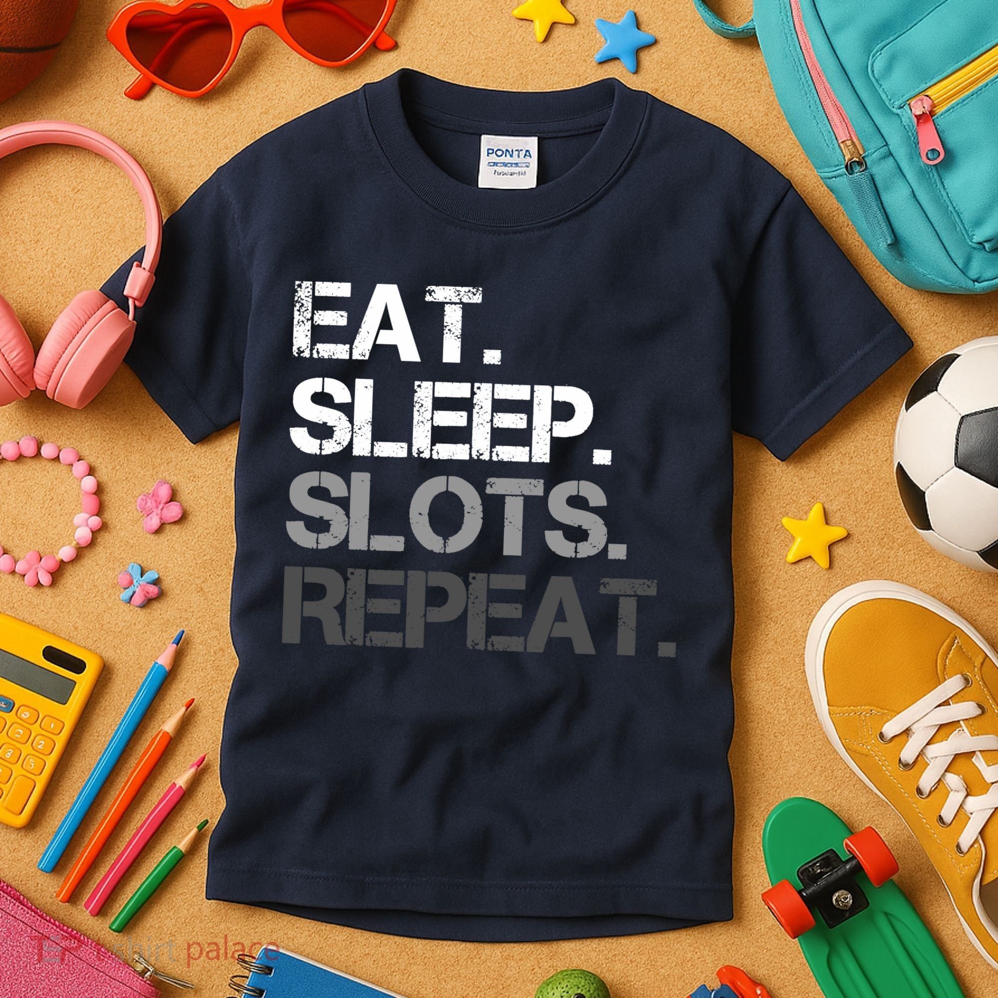 Eat Sleep Slots Repeat - Funny Slot Machine Gambling Kids T-Shirt