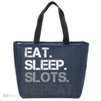 Eat Sleep Slots Repeat - Funny Slot Machine Gambling Tote Bag thumb 0