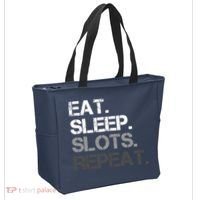 Eat Sleep Slots Repeat - Funny Slot Machine Gambling Tote Bag thumb 2
