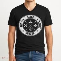 Eat Sleep Scout Repeat Scouting Lover Survival V-Neck T-Shirt thumb 2