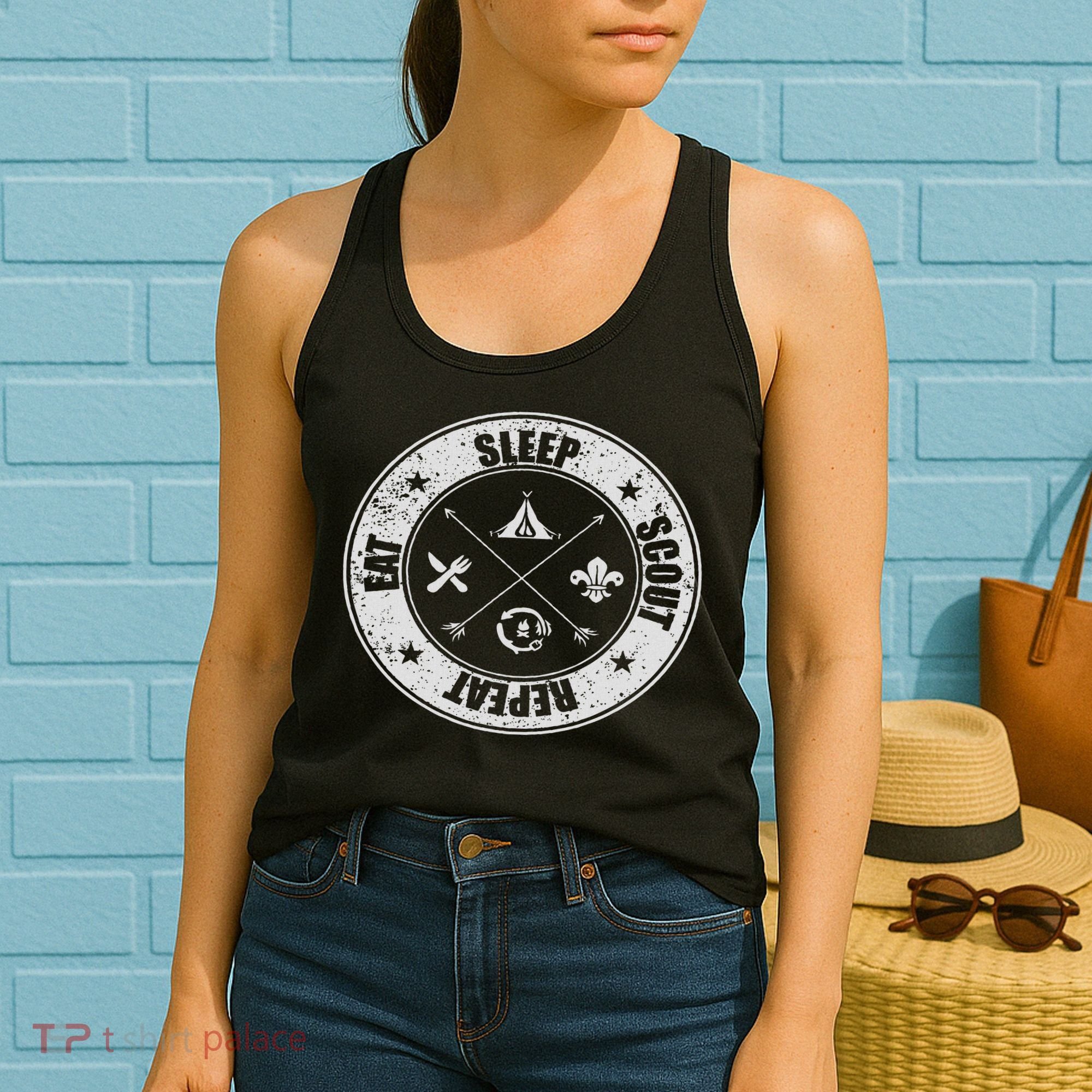 Eat Sleep Scout Repeat Scouting Lover Survival Women's Tank Top
