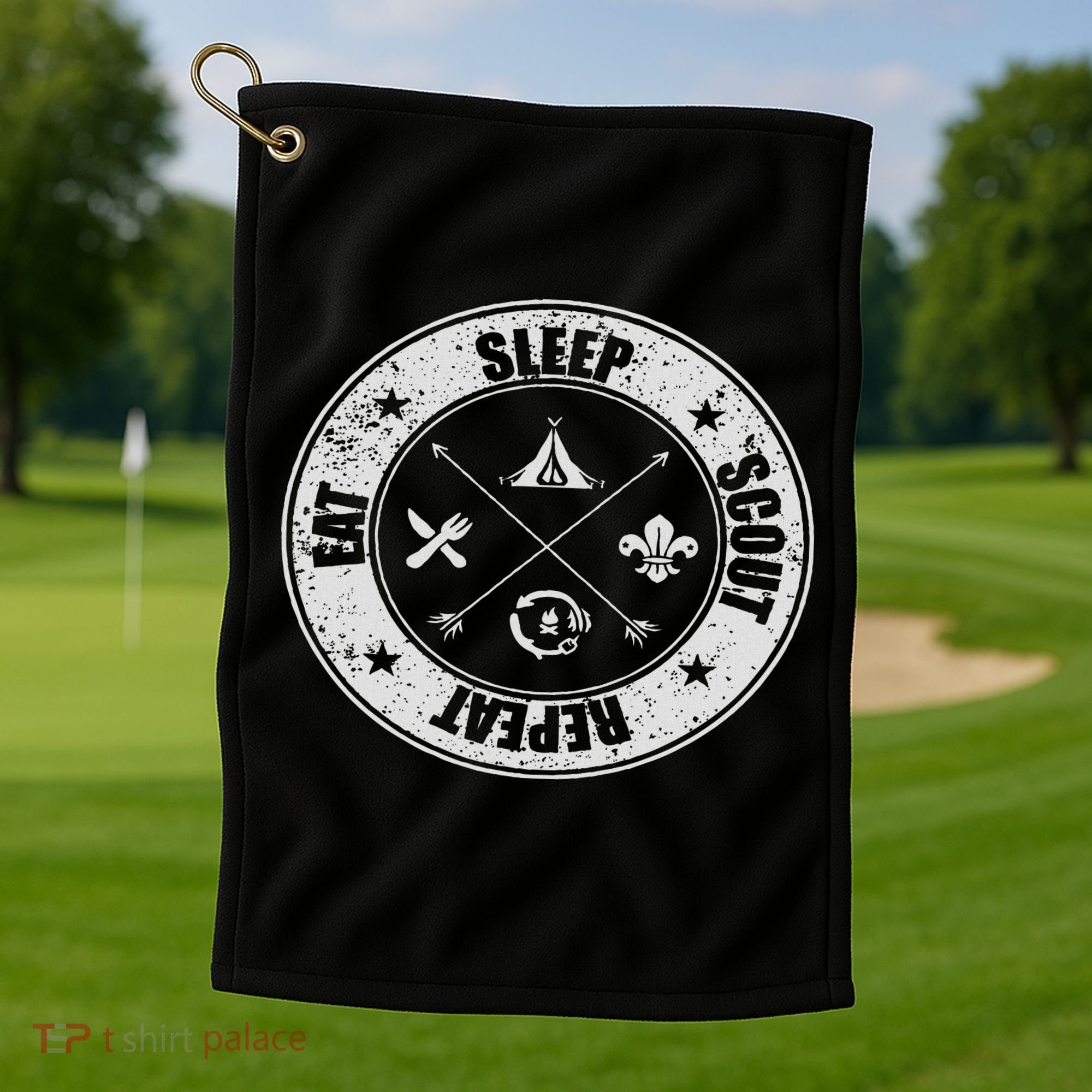 Eat Sleep Scout Repeat Scouting Lover Survival Golf Towel