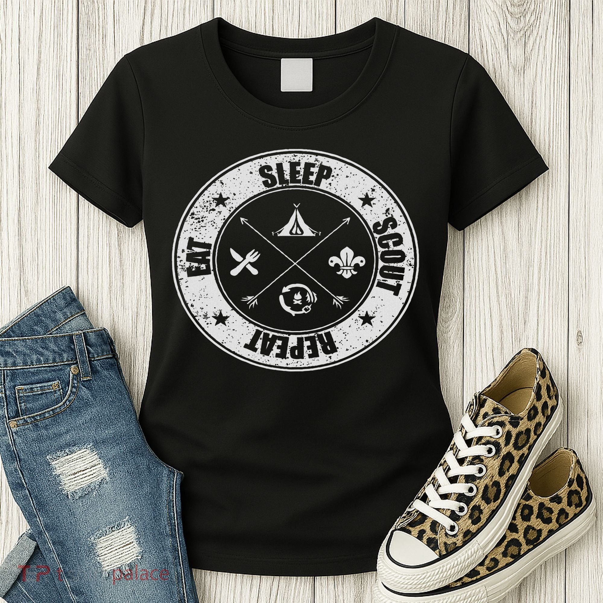 Eat Sleep Scout Repeat Scouting Lover Survival Women's T-Shirt