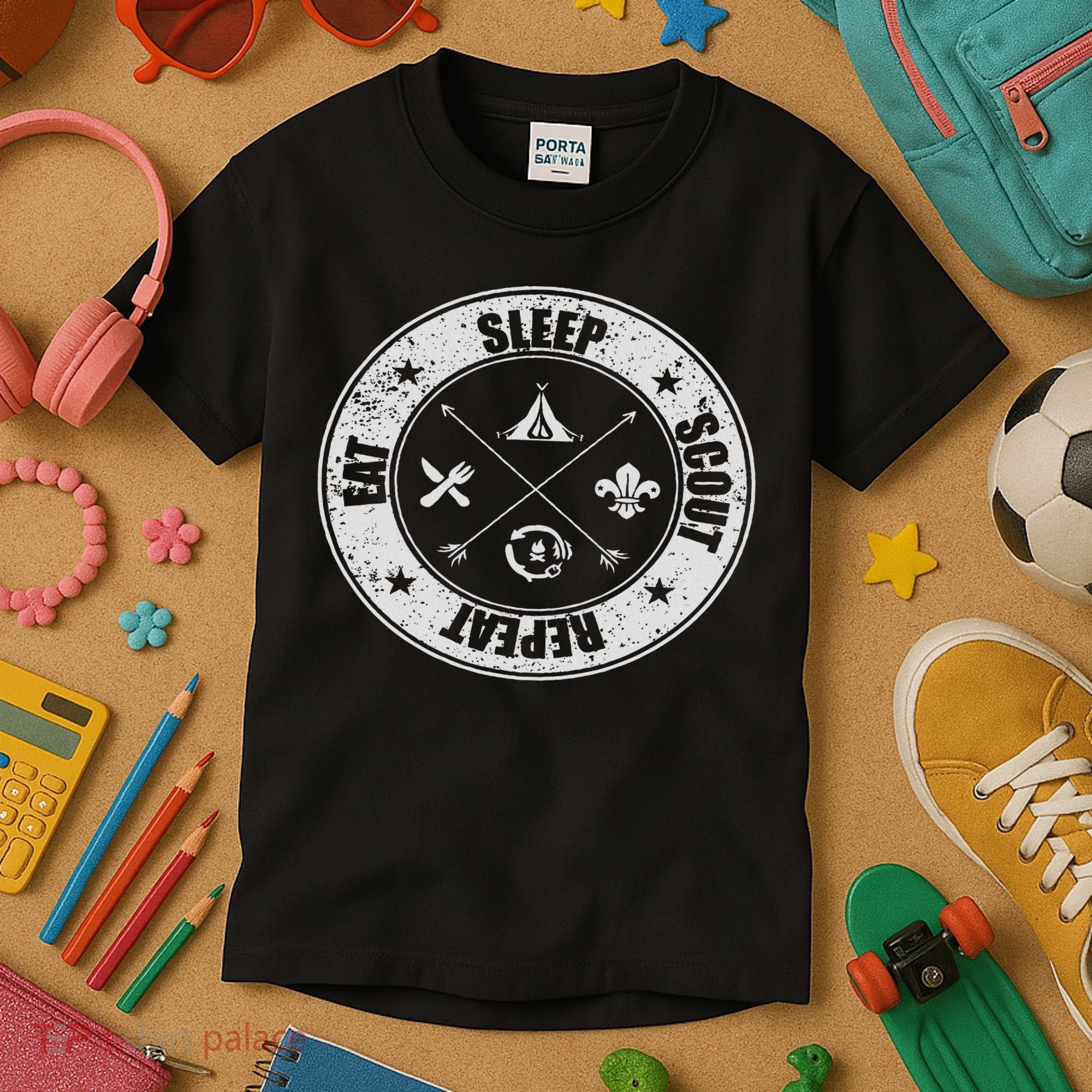 Eat Sleep Scout Repeat Scouting Lover Survival Kids T-Shirt