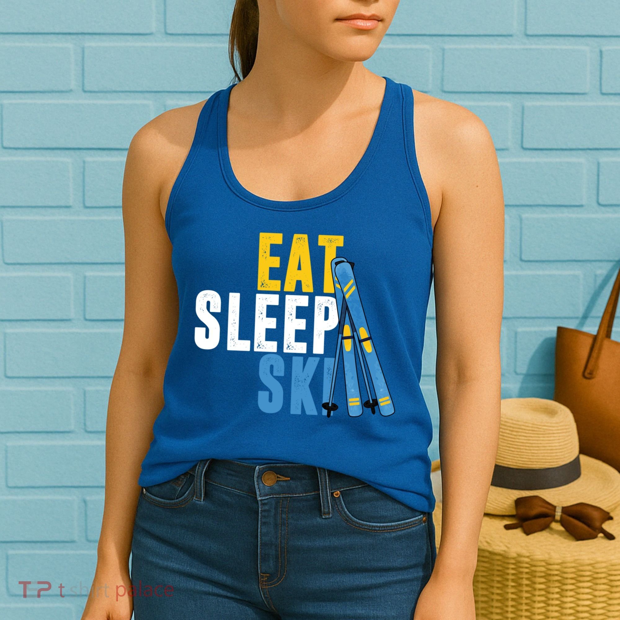 Eat Sleep Ski Skiing Winter Sports Mountain Skier Gift Women's Tank Top