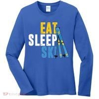 Eat Sleep Ski Skiing Winter Sports Mountain Skier Gift Women's Long Sleeve Shirt thumb 0