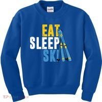 Eat Sleep Ski Skiing Winter Sports Mountain Skier Gift Kids Sweatshirt thumb 0