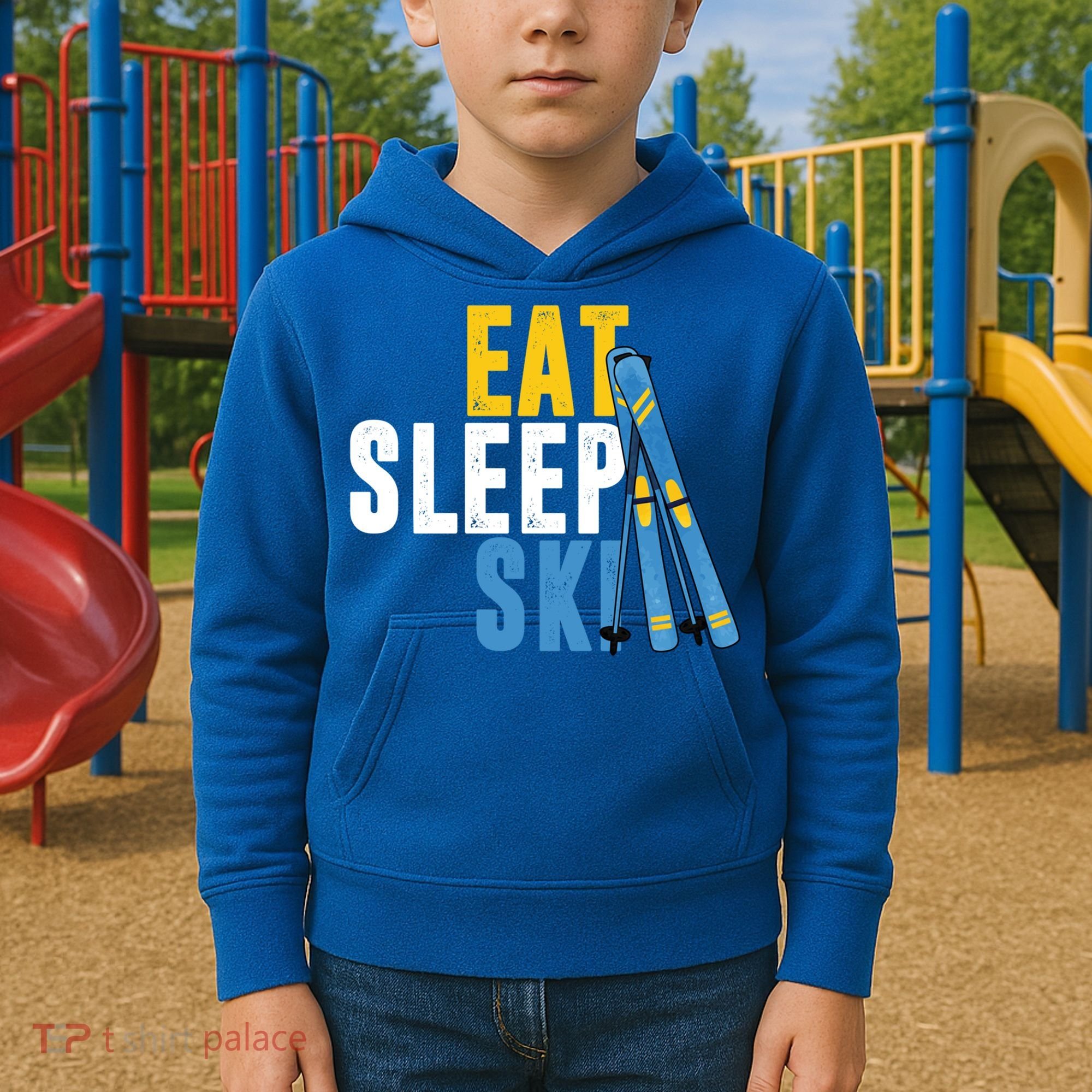 Eat Sleep Ski Skiing Winter Sports Mountain Skier Gift Kids Hoodie