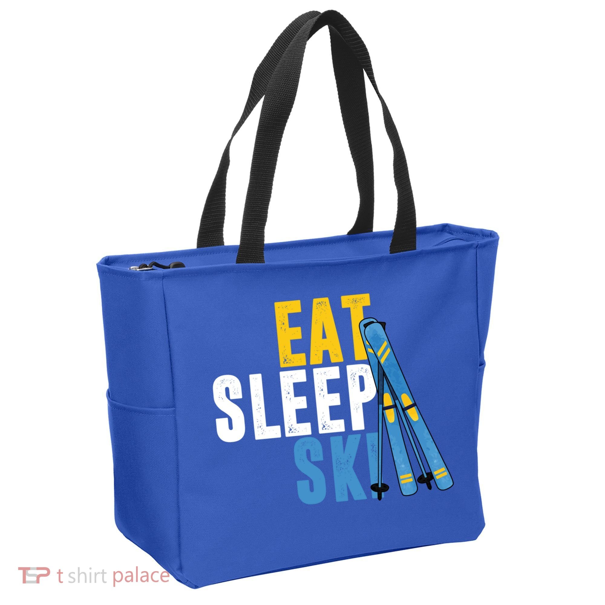 Eat Sleep Ski Skiing Winter Sports Mountain Skier Gift Tote Bag