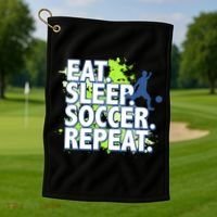Eat Sleep Soccer Repeat Gift Golf Towel thumb 1