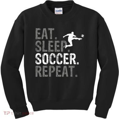 Eat Sleep Soccer Repeat Soccer Graphic Kids Sweatshirt