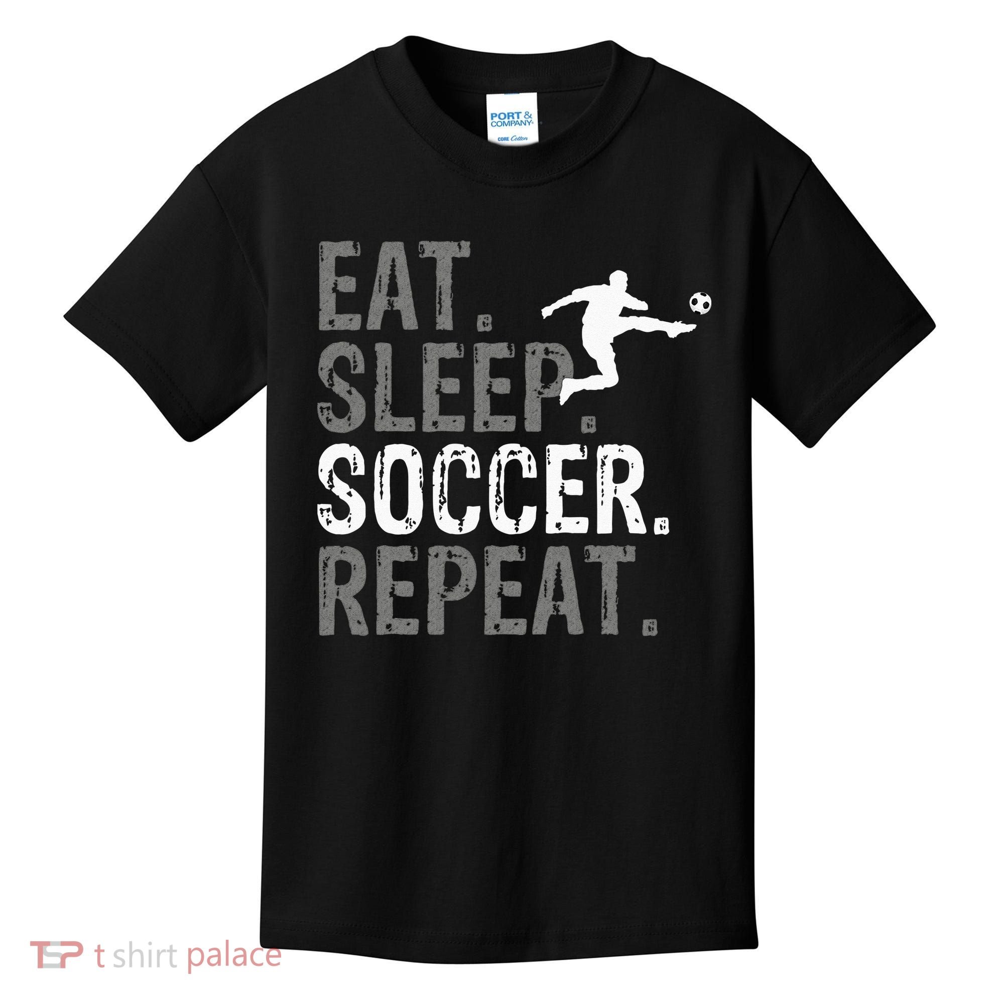 Eat Sleep Soccer Repeat Soccer Graphic Kids T-Shirt