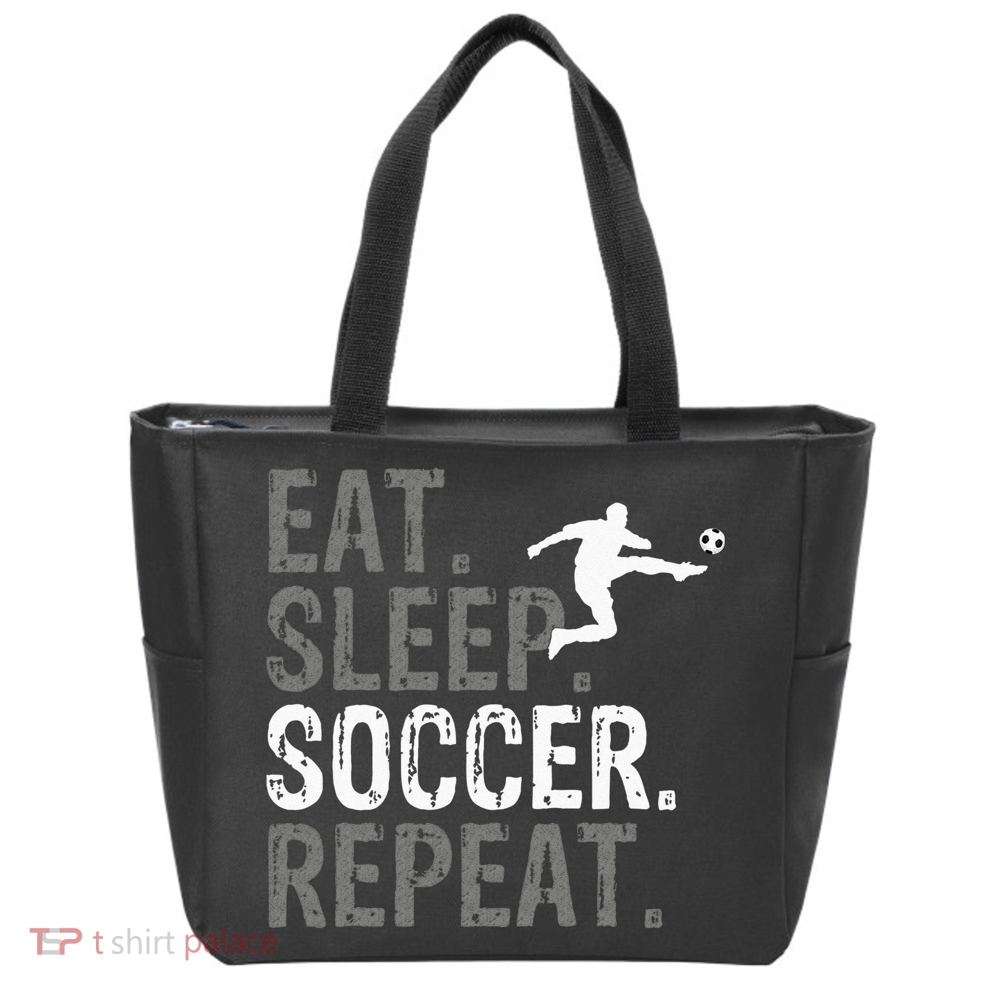 Eat Sleep Soccer Repeat Soccer Graphic Tote Bag
