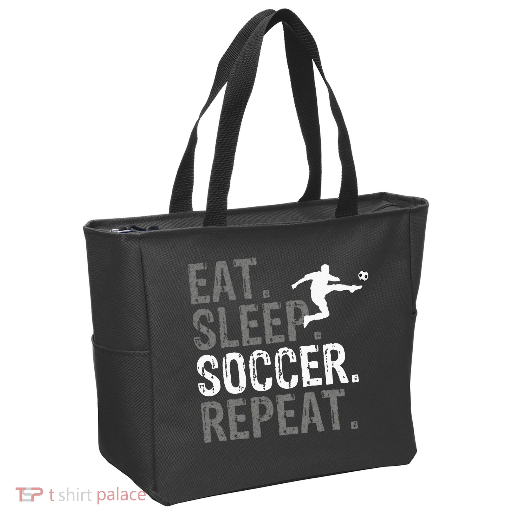 Eat Sleep Soccer Repeat Soccer Graphic Tote Bag