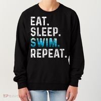 Eat Sleep Swim Repeat Funny Swimmer Swimming Player Graphic Gift Women's Sweatshirt thumb 0