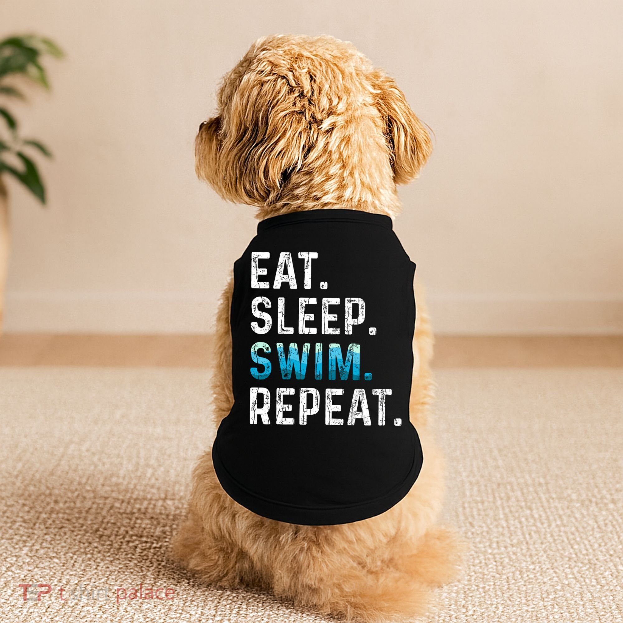 Eat Sleep Swim Repeat Funny Swimmer Swimming Player Graphic Gift Doggie Tank