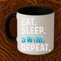 Eat Sleep Swim Repeat Funny Swimmer Swimming Player Graphic Gift Coffee Mug thumb 2