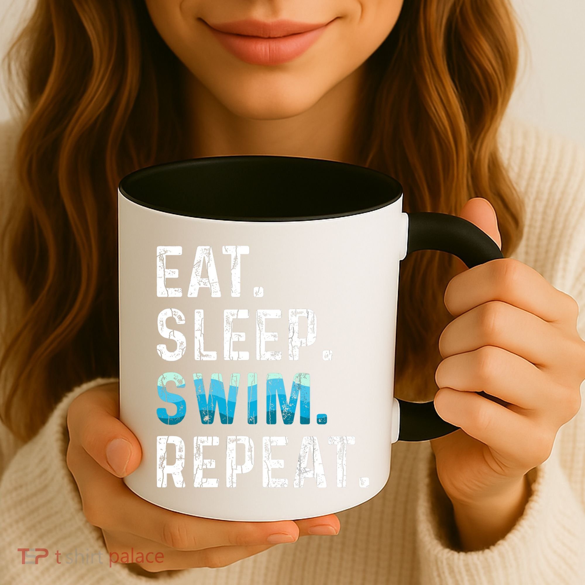 Eat Sleep Swim Repeat Funny Swimmer Swimming Player Graphic Gift Coffee Mug