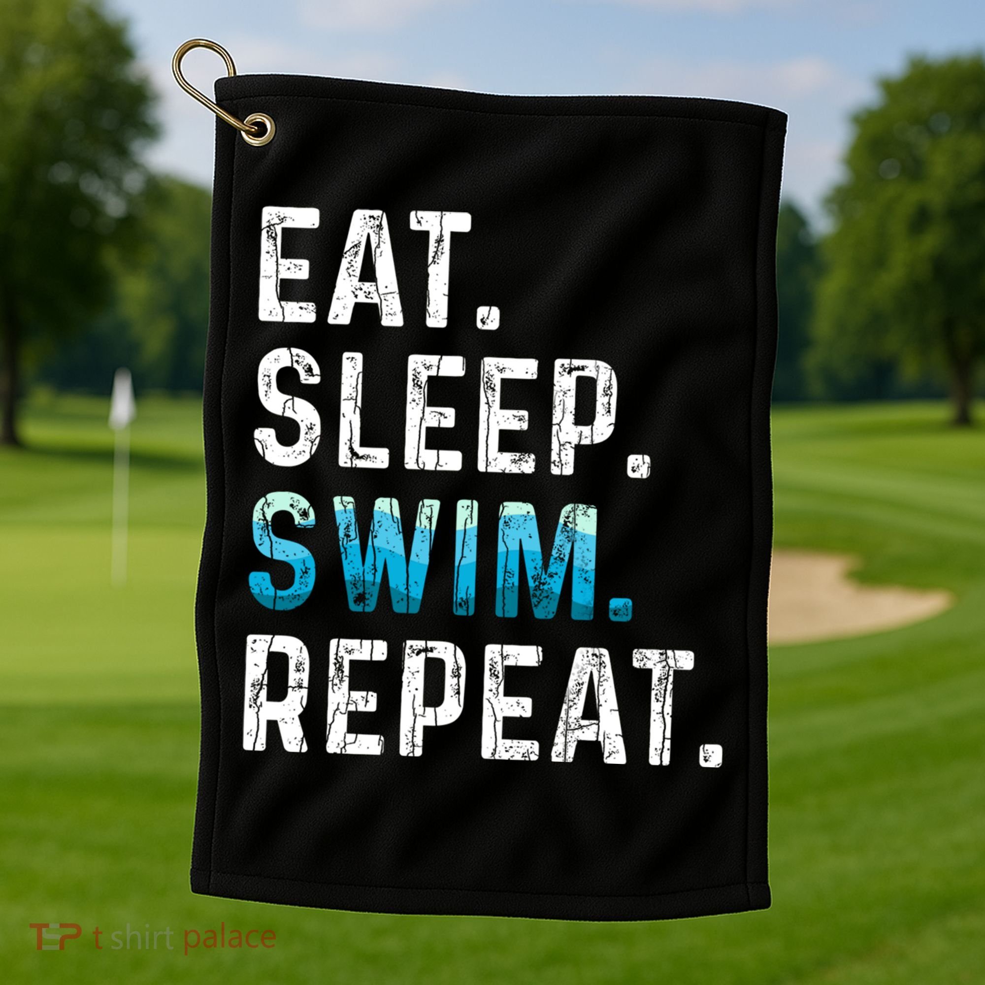 Eat Sleep Swim Repeat Funny Swimmer Swimming Player Graphic Gift Golf Towel