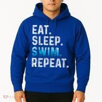Eat Sleep Swim Repeat Funny Swimmer Swimming Player Graphic Gift Hoodie thumb 2