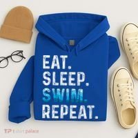 Eat Sleep Swim Repeat Funny Swimmer Swimming Player Graphic Gift Hoodie thumb 4