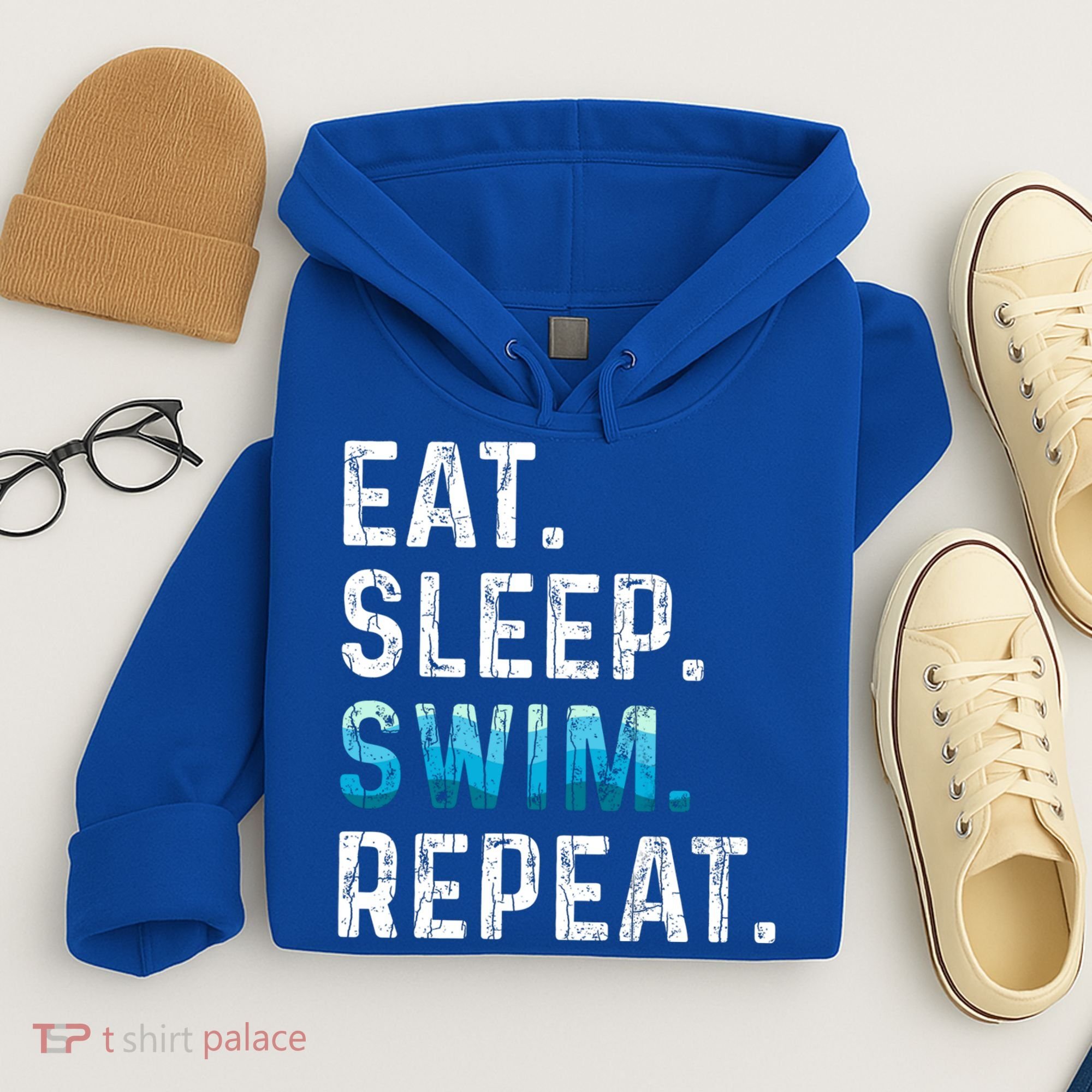 Eat Sleep Swim Repeat Funny Swimmer Swimming Player Graphic Gift Hoodie