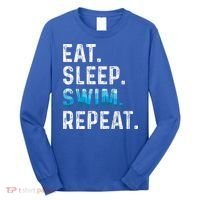 Eat Sleep Swim Repeat Funny Swimmer Swimming Player Graphic Gift Long Sleeve Shirt thumb 0