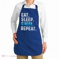 Eat Sleep Swim Repeat Funny Swimmer Swimming Player Graphic Gift Apron thumb 2