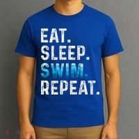 Eat Sleep Swim Repeat Funny Swimmer Swimming Player Graphic Gift T-Shirt thumb 3