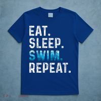 Eat Sleep Swim Repeat Funny Swimmer Swimming Player Graphic Gift T-Shirt thumb 5