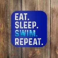 Eat Sleep Swim Repeat Funny Swimmer Swimming Player Graphic Gift Coaster thumb 0