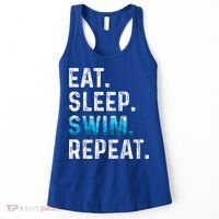 Eat Sleep Swim Repeat Funny Swimmer Swimming Player Graphic Gift Women's Tank Top thumb 0