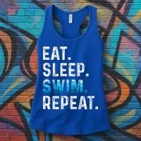 Eat Sleep Swim Repeat Funny Swimmer Swimming Player Graphic Gift Women's Tank Top thumb 3