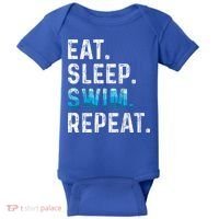 Eat Sleep Swim Repeat Funny Swimmer Swimming Player Graphic Gift Baby Bodysuit thumb 0