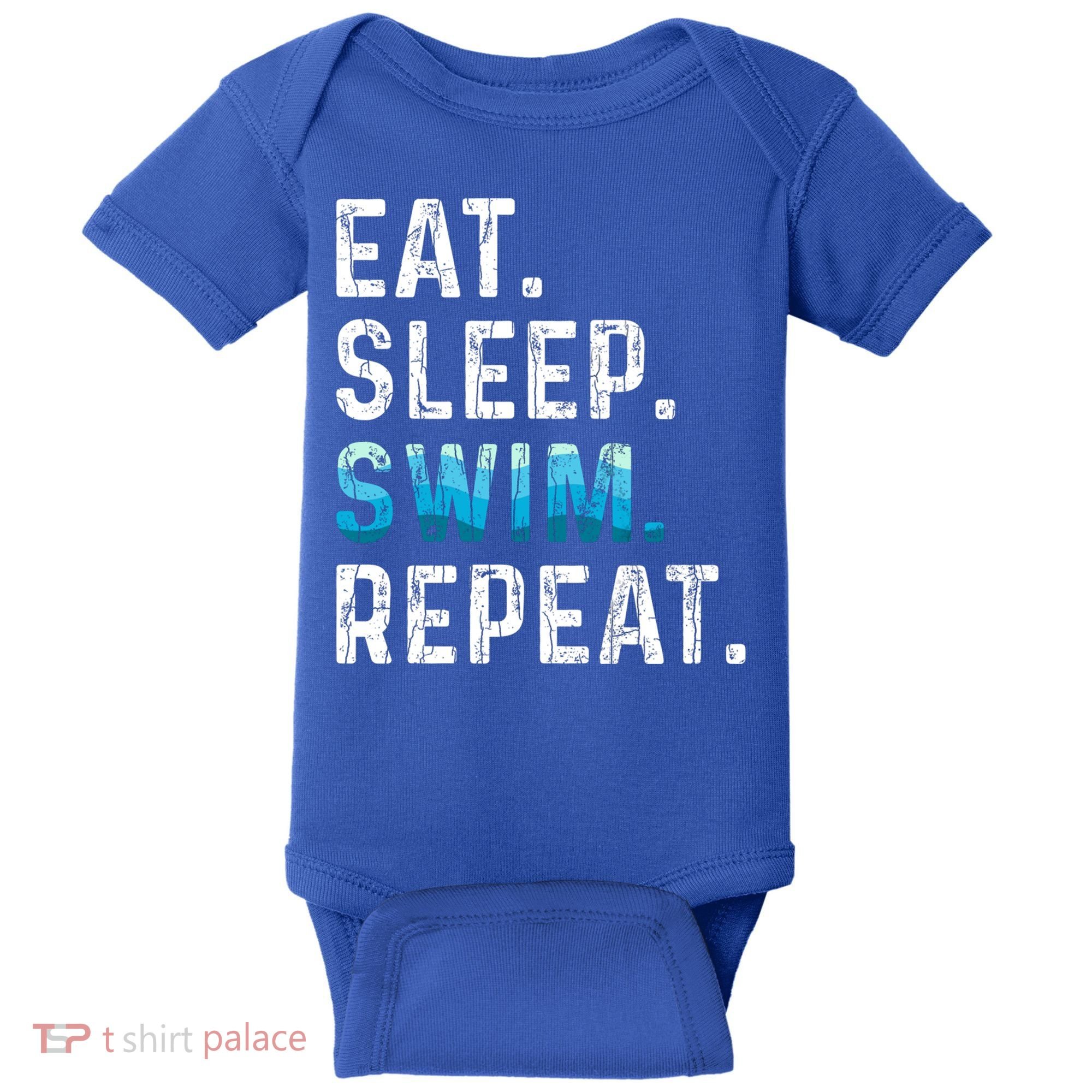 Eat Sleep Swim Repeat Funny Swimmer Swimming Player Graphic Gift Baby Bodysuit
