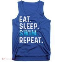 Eat Sleep Swim Repeat Funny Swimmer Swimming Player Graphic Gift Tank Top thumb 0