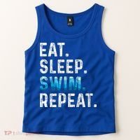 Eat Sleep Swim Repeat Funny Swimmer Swimming Player Graphic Gift Tank Top thumb 2