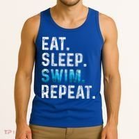 Eat Sleep Swim Repeat Funny Swimmer Swimming Player Graphic Gift Tank Top thumb 3