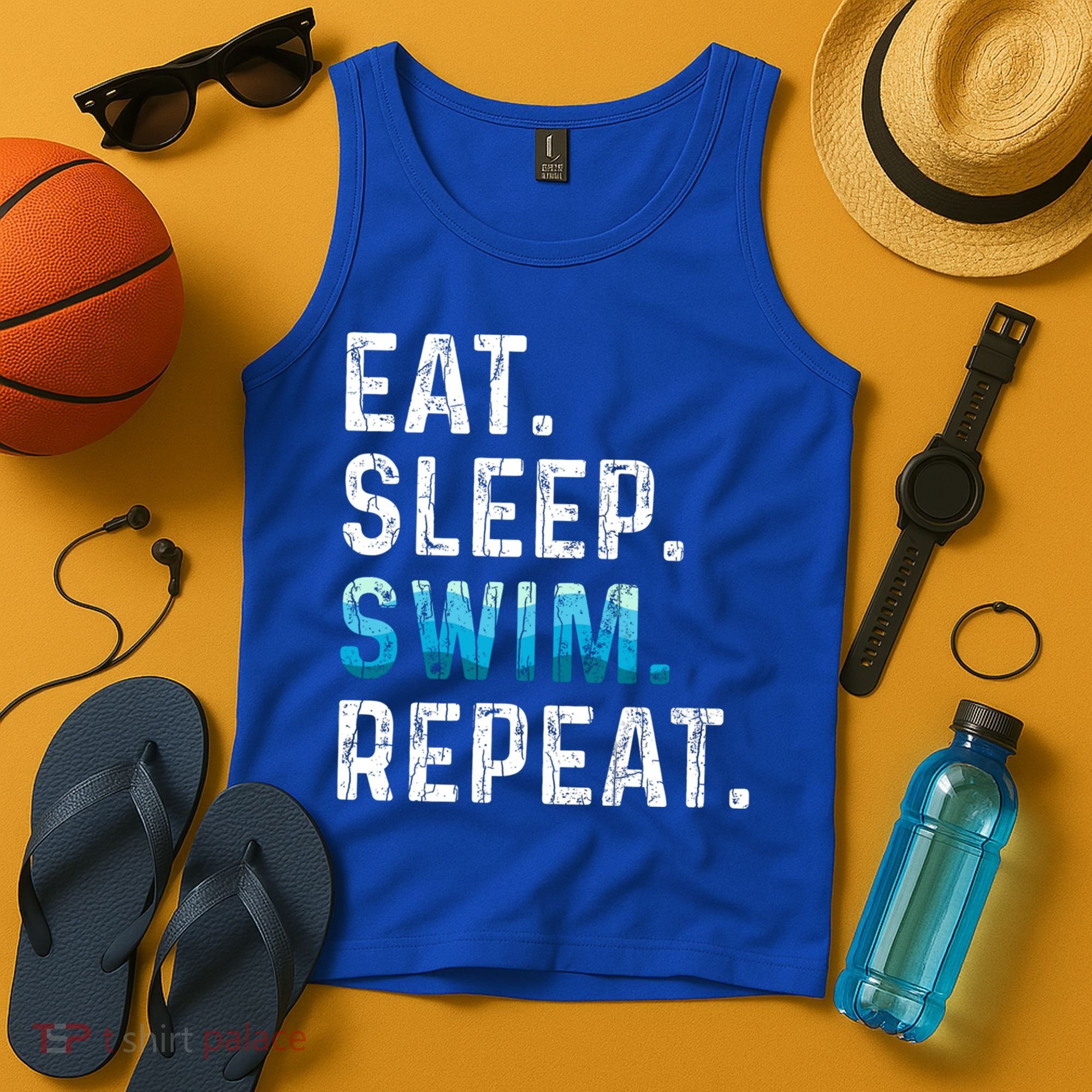Eat Sleep Swim Repeat Funny Swimmer Swimming Player Graphic Gift Tank Top