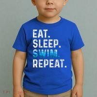 Eat Sleep Swim Repeat Funny Swimmer Swimming Player Graphic Gift Toddler T-Shirt thumb 2