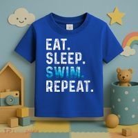 Eat Sleep Swim Repeat Funny Swimmer Swimming Player Graphic Gift Toddler T-Shirt thumb 3